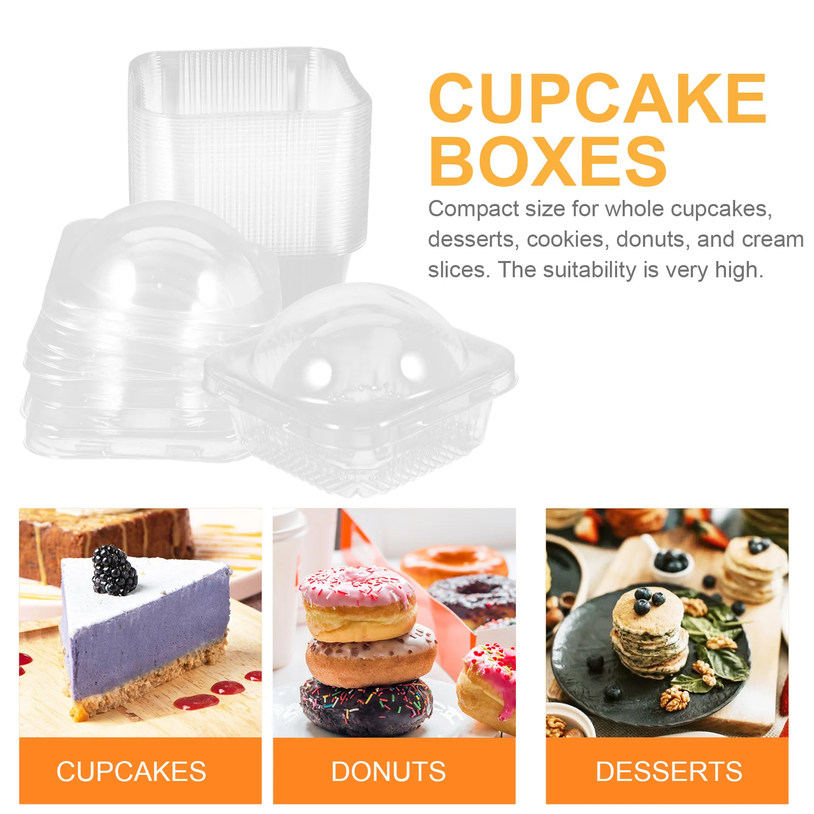 

50pcs Clear Cupcake Containers Food-Grade Dessert Packaging Boxes Transparent Dome Lid Cake Storage Holders For Christmas