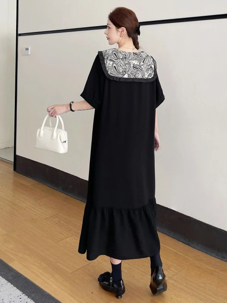 NYFS 2025 Summer New Cool and not wrinkle Women Dress Vestidos Robe Elbise Loose Plus Size Patchwork Short Sleeve Long Dresses #5