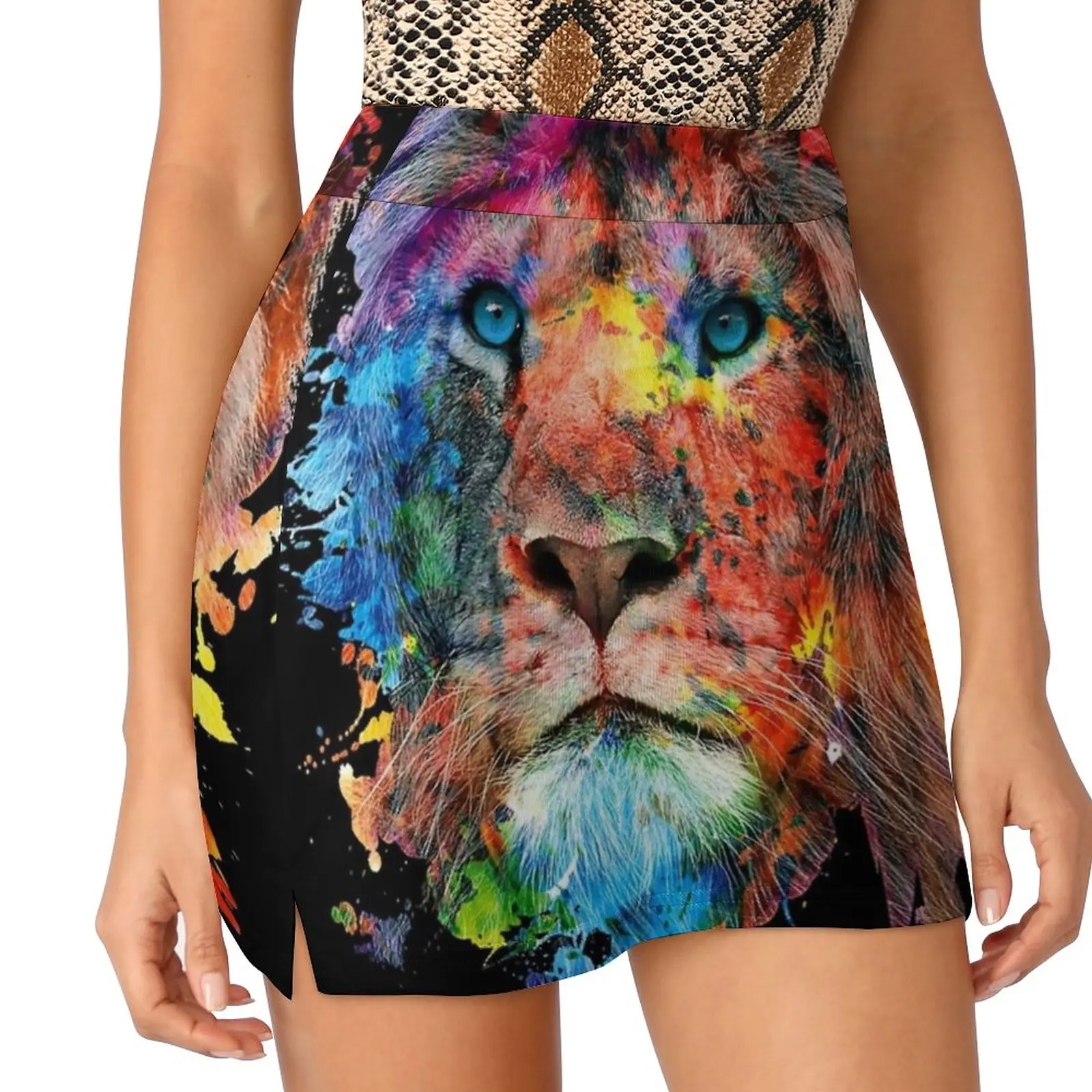 Lion Women's skirt With Hide Pocket Tennis Skirt Golf Skirts Badminton Skirts Running skirts Wild Cats Africa Animals Lion