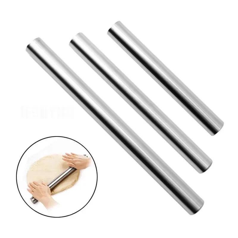 8/10/12inch Stainless Steel Rolling Pin Non-Stick Rolling Roller Dough Bake Dumpling Skin Pizza Pastry Embossed Kitchen DIY Tool