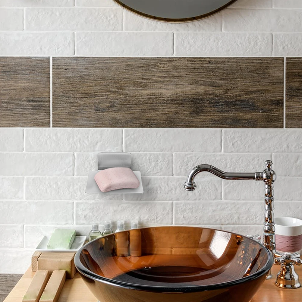 

Rustproof Stainless Steel Wall-Mounted Draining Soap Tray Adhesive Rack for Bathroom Kitchen Shower Soap Holder Organizer