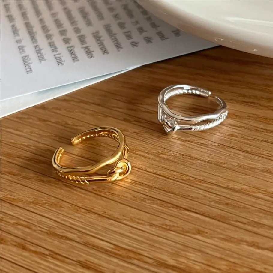 925 Sterling Heart Shape Entanglement Adjustable Rings For Women Ladies Rings Luxury Jewelry Wholesale Jewellery Argent 925