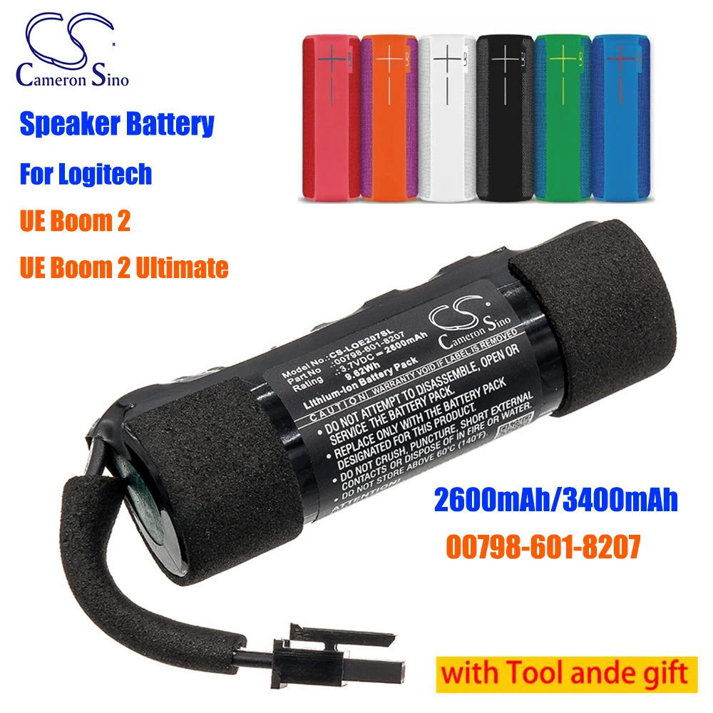 

CameronSino Speaker 2600mAh/3400mAh Li-ion Battery 00798-601-8207 for Logitech UE Boom 2 UE Boom 2 Ultimate