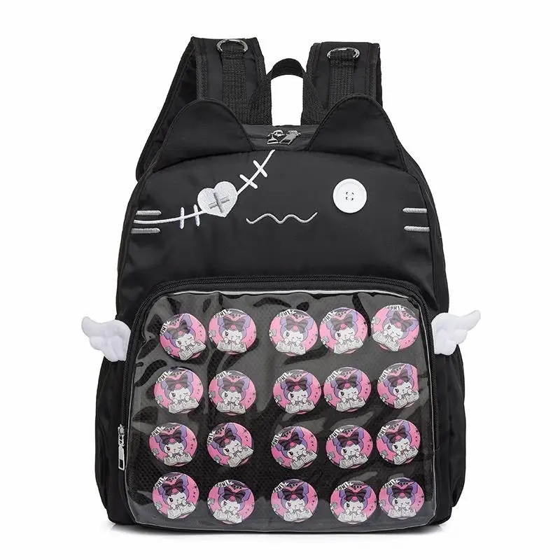 Japanese Transparent Itabag Women Handbags College Wind Large Capacity Casual Black Backpack Commuter Cat Wings Shoulder Bag