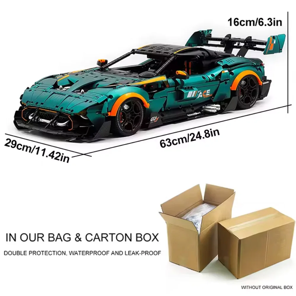In Voorraad Moeilijkheidsgraad 1:8 Size Martin Vulcan Bouwstenen Sportwagen Technisch Model Desktop Kerstcadeau voor Jongens 3794pcs