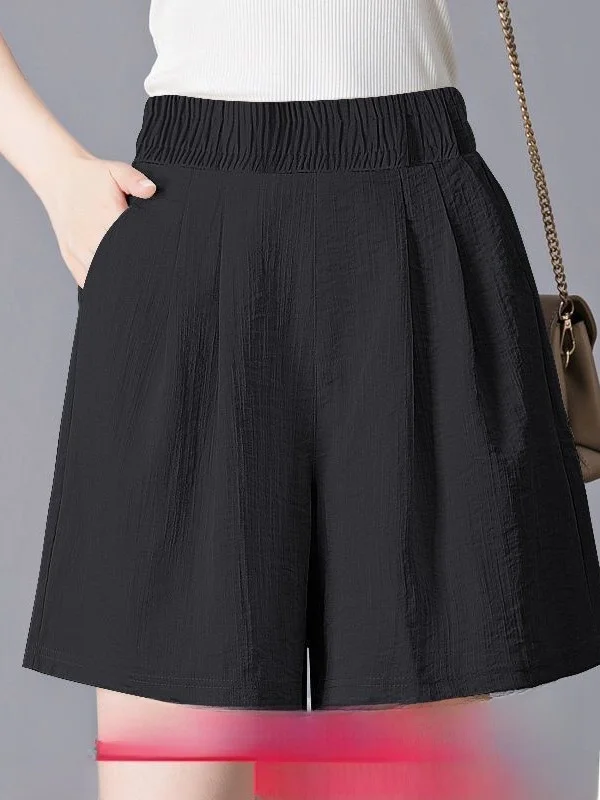 

Свободный крой из ледяного шелка с высокой талией Spor orts, женские летние тонкие новые повседневные широкие брюки длиной до четверти, шорты