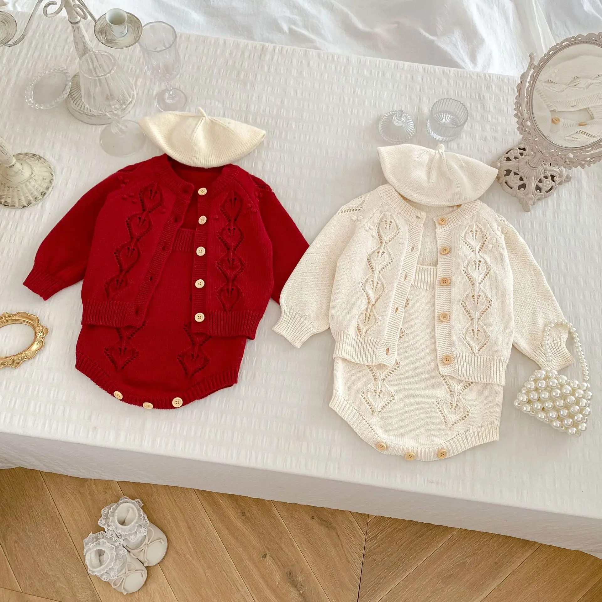 MILANCEL 2024 Autumn Baby Knitted Bodysuit Cute Suspenders One Piece for Infant Girls Optional Sweater Cardigan Toddler Clothing