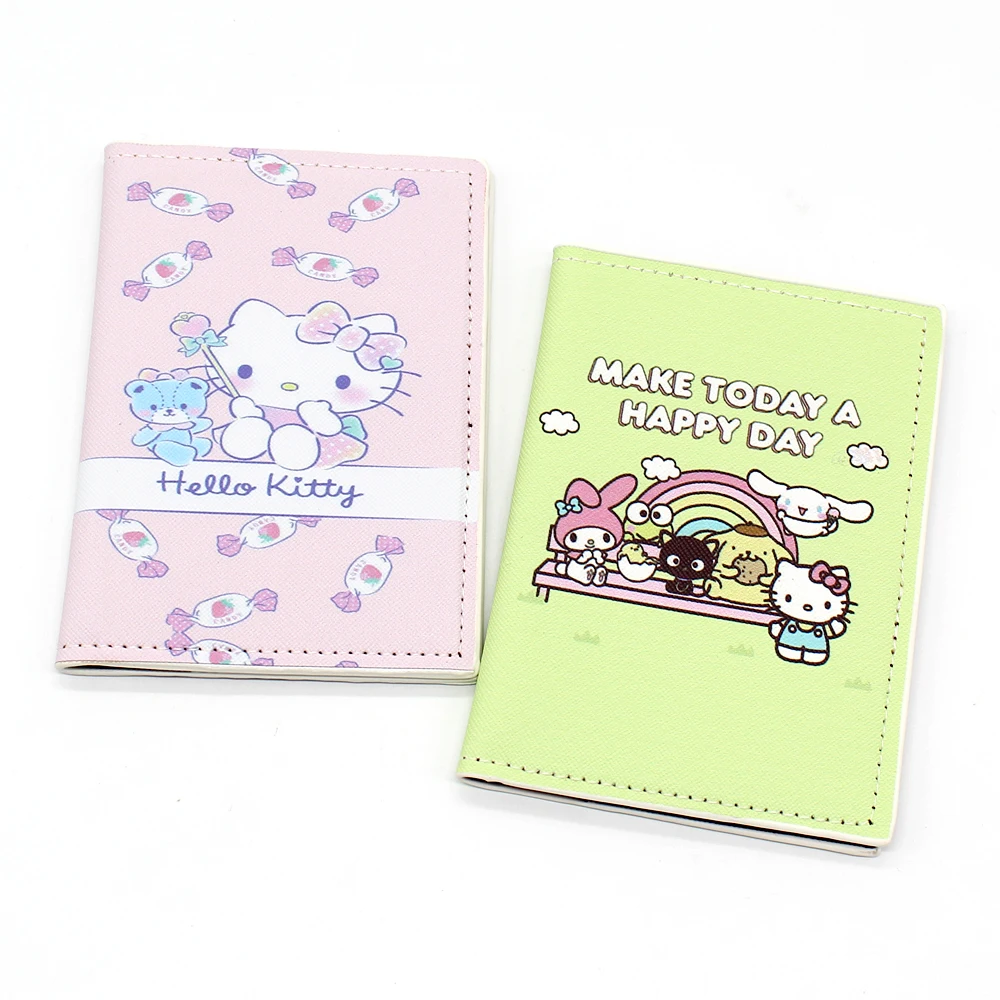 Cartoon Hello Kitty Passport Cover for Travel Accessories Women Passport Holder Case ID Credit Card Holder PU Passport Wallet