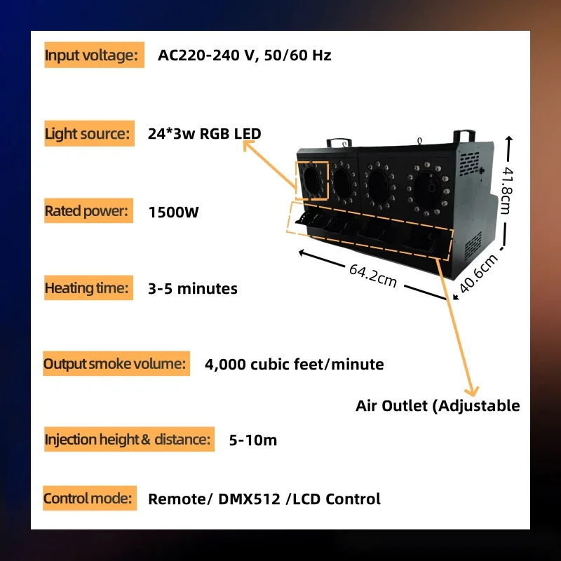 Hot Sale 1500W RGBW LED 4 Smoke Outlet Metal Bubble Machine DMX Control Party Stage Effect