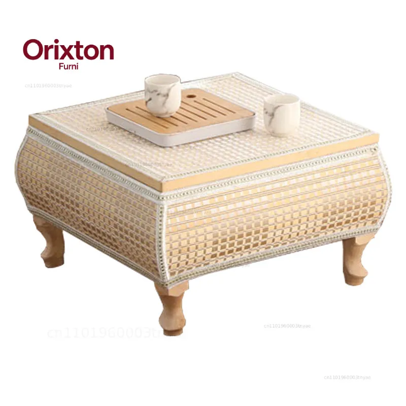 bay window small bamboo woven kang table small coffee table bedroom sitting low  solid wood window sill