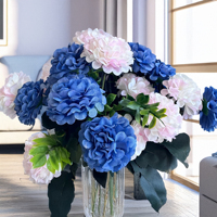 12 Inch 8 Head Hydrangea Artificial Silk Floral Bouquet Fake Flowers Home Decor Wedding Flowers Arrangement Photography Prop