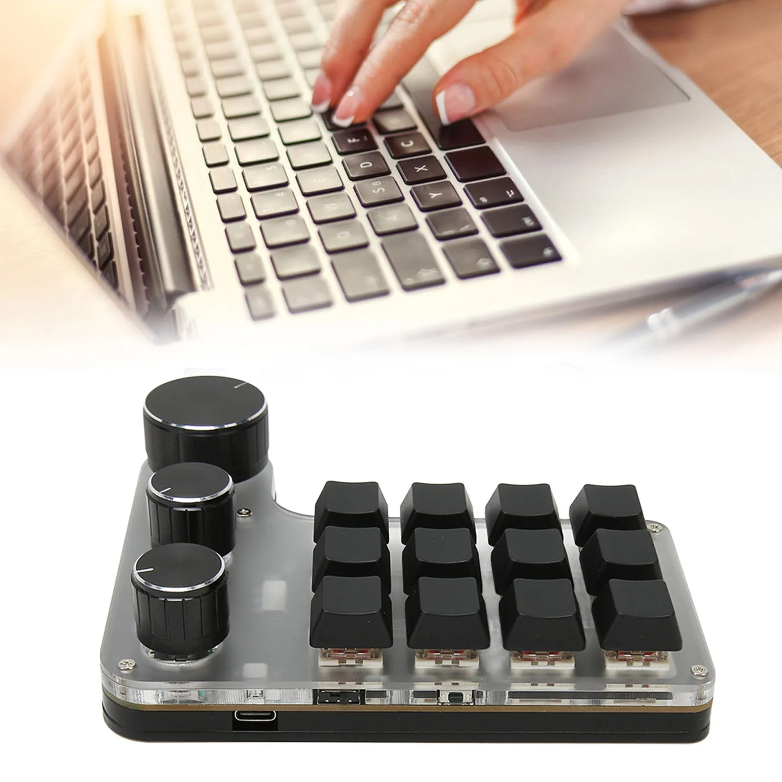 12 Key 3 Knob Mechanical Keyboard Red Switch Waterproof Dustproof Volume Control Multifunctional Keyboard for Game Office