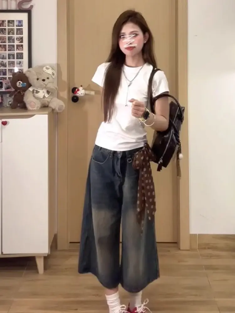 Jeans Flared 2000S Emo Unusual Clothes Low Rise Waisted Hipster Y2K Vintage Female Trousers Ladies Fashion Stretch Comfortable