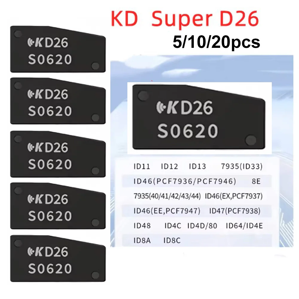 

KD Super Chip D26 Транспондерный чип Поддержка 8A 8C PCF7935 PCF7936 ID46 ID47 ID48 ID49 ID4D ID80 ID64 ID4E KEYDIY 5-20 шт./лот