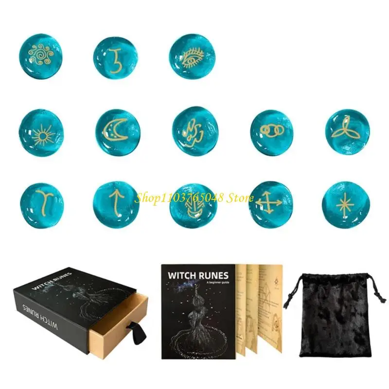 R53E 13Pcs Runes Stone Set Engraved Runes Pocket Stone Irregular Divination Runes Stone Metaphysical Heal Runes Enduring