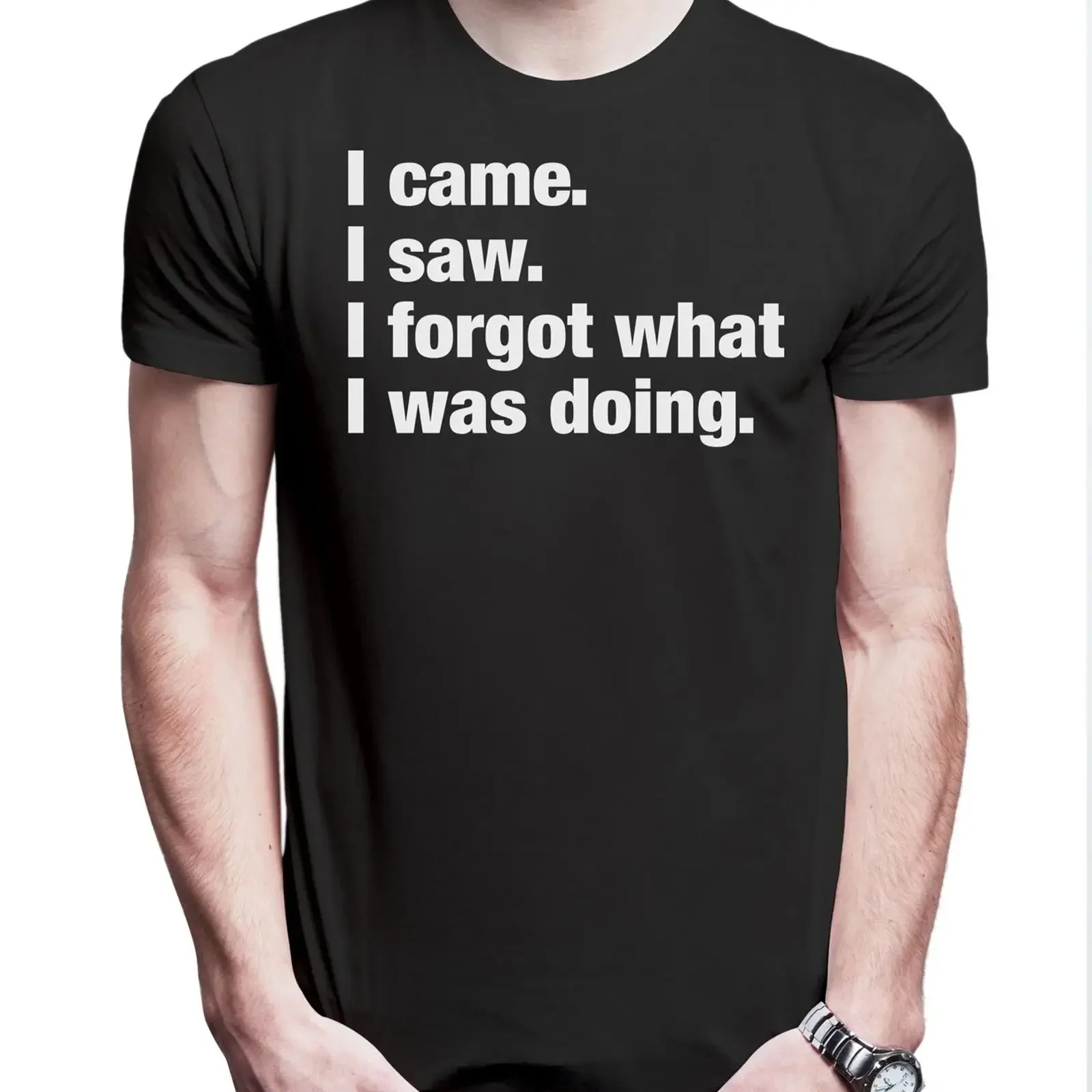 I Came Saw Forgot What Was Doing Herren T Shirt Slogan Spruch Motto Fun vintage Washed Top For Everyday Wear graphic Casual