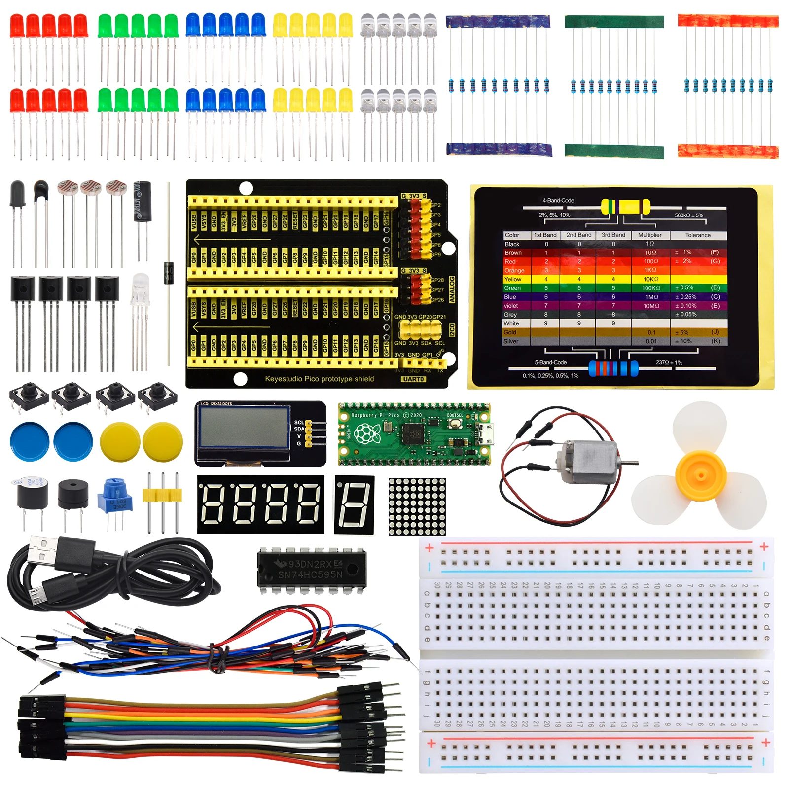 Keyestduio Raspberry Pi Pico Super Starter Kit And Learning Kit Basic Edition Support MicroPython&Arduino C Language Kit