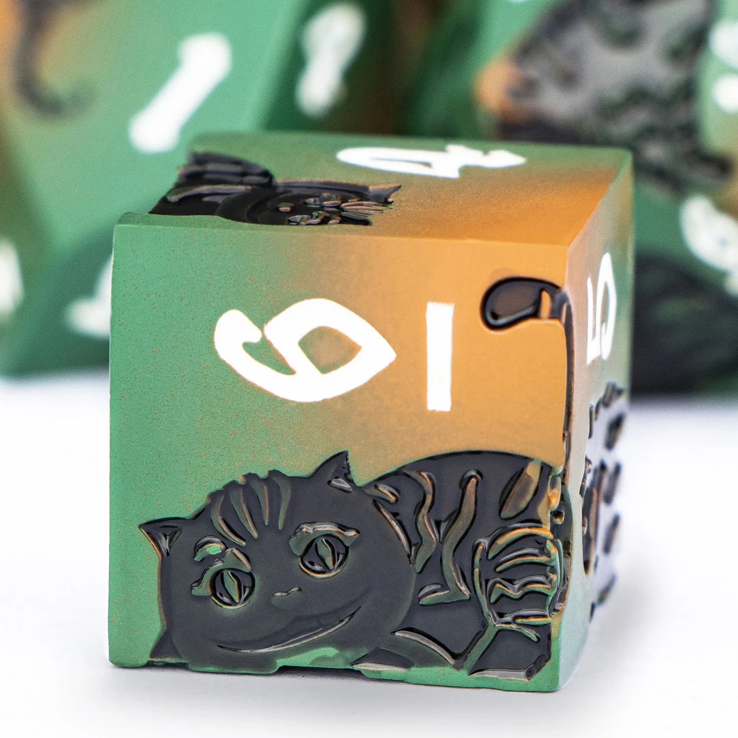 

D20 D+D 7 шт. Cat DND Metal Dungeon Dnd Dragon Rolling Dice Set Синий и оранжевый многогранный D и D Pathfinder Ролевые игровые кости