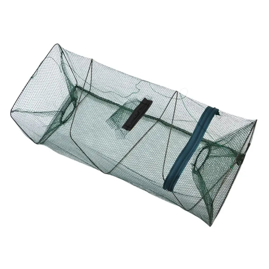 

Foldable Rectangle Nylon Mesh Crab Fish Casting Fishing Net Spring Frame Bait Cultivation Crayfish Catcher Tackle