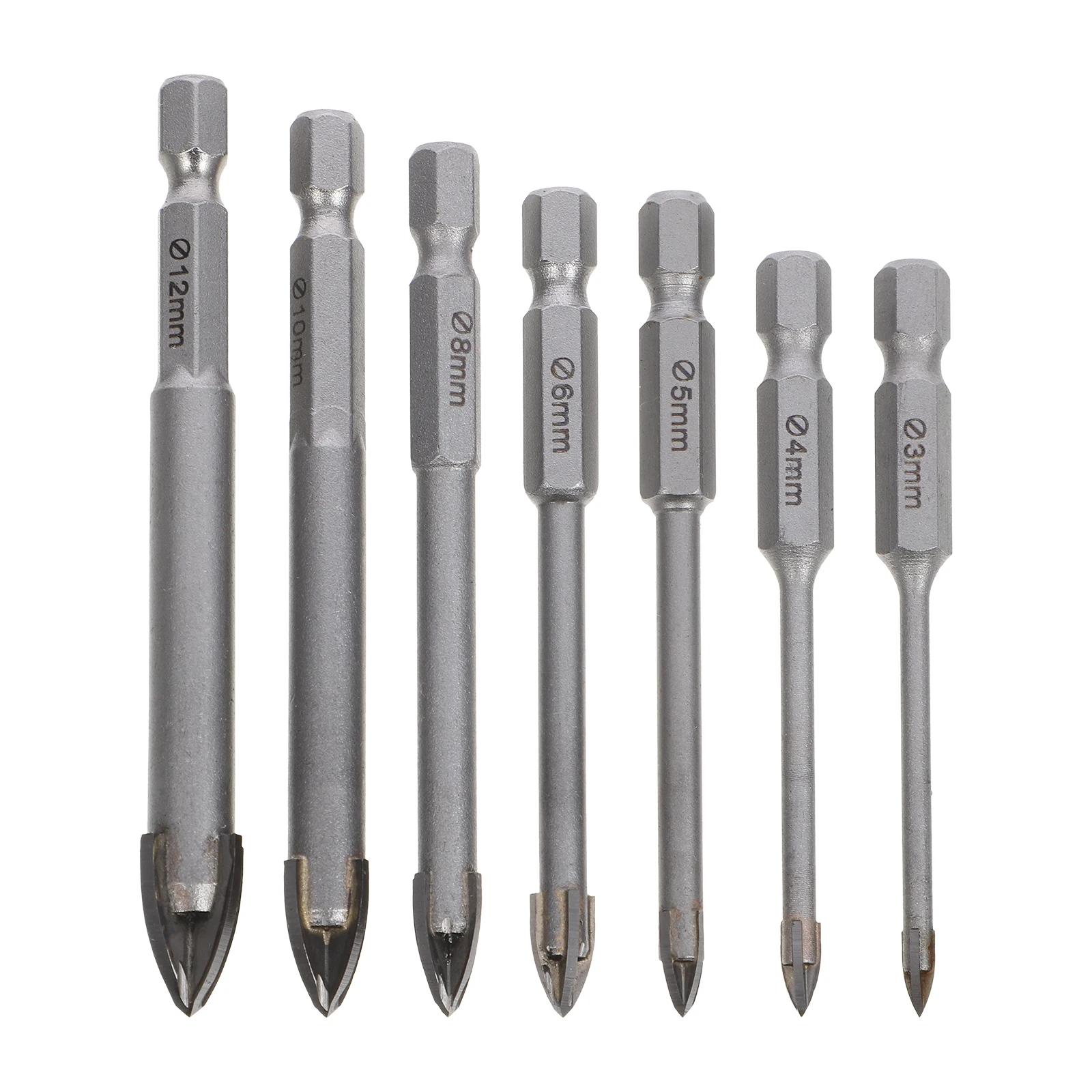 

7 pcs Tile Drill Ceramic Drilling Cemented Carbide Wear Resistant For Glass Concrete Wood Aluminum Hole Openers