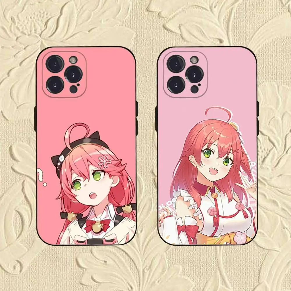 

S-Sakura-as Anime M-Miko-os Phone Case For iPhone 16,se4,15,14,13,12,11,Pro,X,XS,Max,XR,Plus,Mini Soft Black Cover