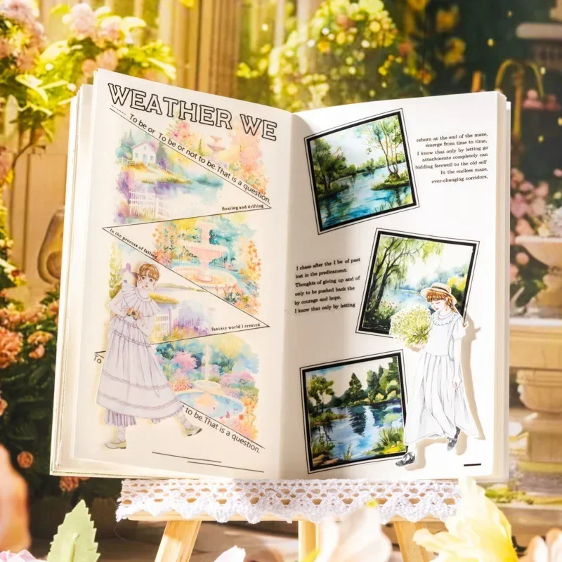 1 ม้วน 2M Park ภูมิทัศน์ Willow Shadow Lake Scenic คู่มือ DIY Backing กาวเทปม้วนสัตว์เลี้ยงฤดูใบไม้ผลิอุปกรณ์โรงเรียน 60 มม.* 2 M