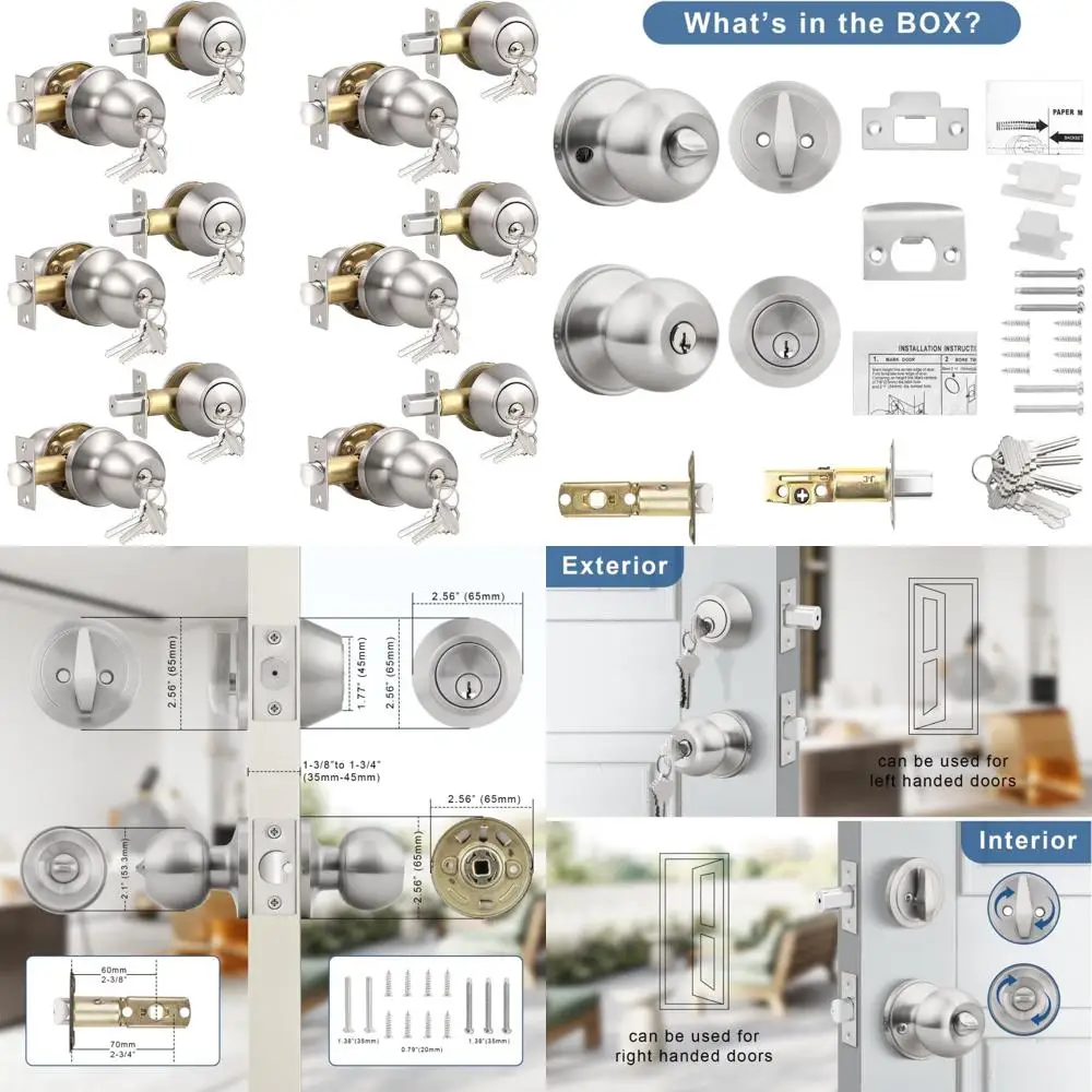 

Внешняя дверная ручка из нержавеющей стали из атласного никеля с односторонним засовком, круглым наружным замком, одинаковой защитой с ключом