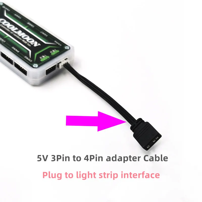 COOLMOON Dedicated R5 Adapter cable 5V 3pin ARGB to 6pin 4pin Adapter Cable Controller for PC Case Fan Light Strip Graphics Card