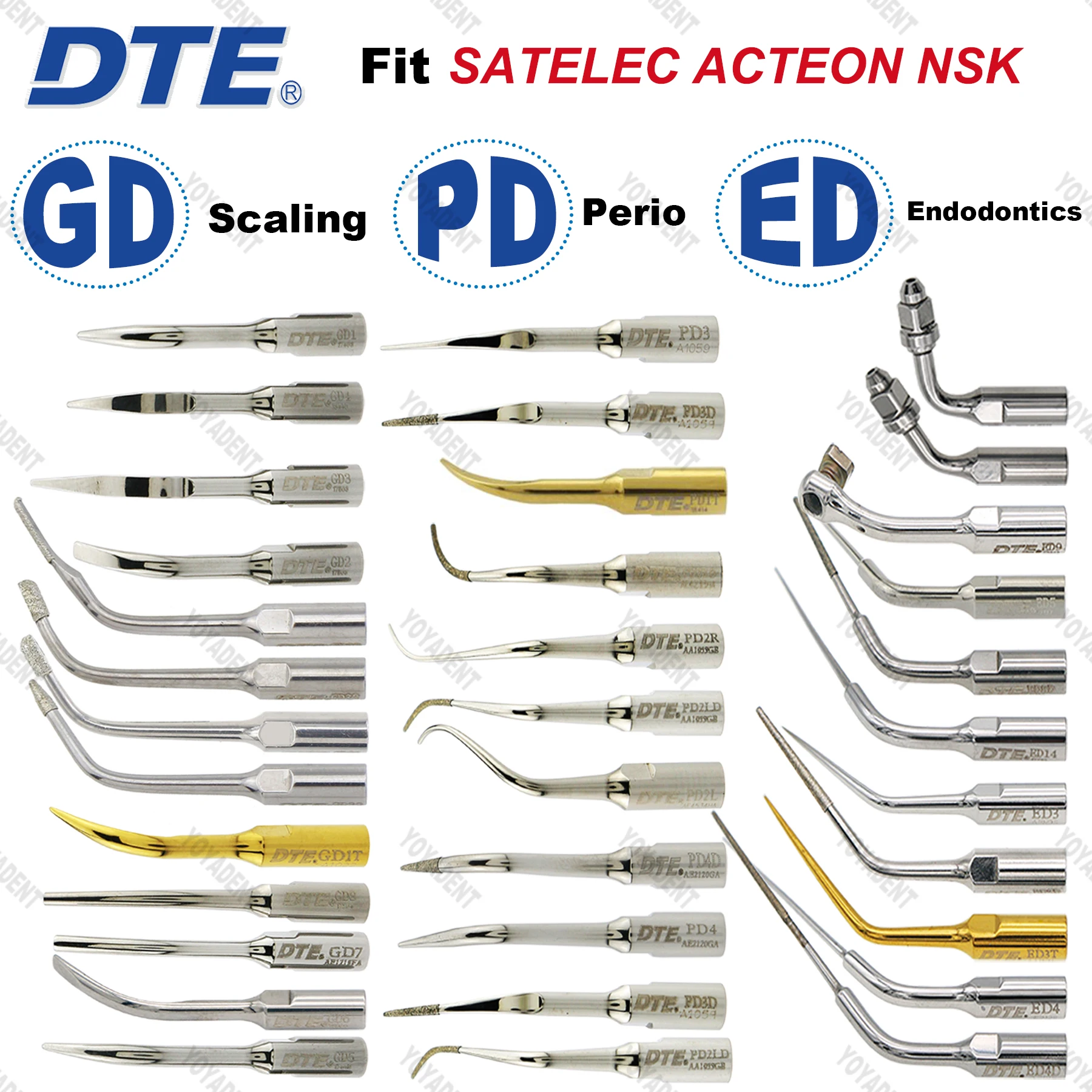 

Woodpecker DTE Dental Ultrasonic Scaler Tips Perio/Endo/Scaling Tips Fit NSK SATELEC ACTEON Scaler Handpiece Dentistry Tools