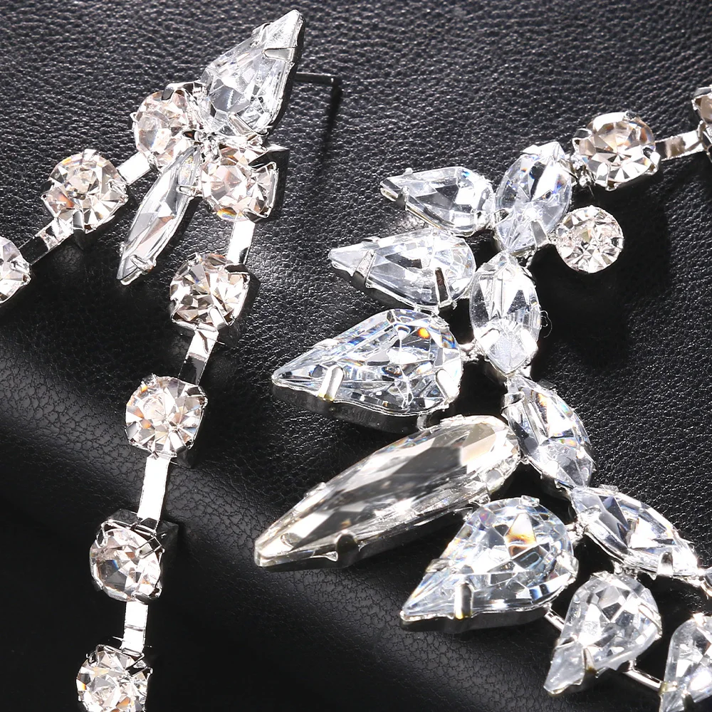 Stonefans Exaggerated Colorful Earrings Large Pendant Jewelry for Women Shiny Crystal Chandelier Earrings Bridal Wedding Gift
