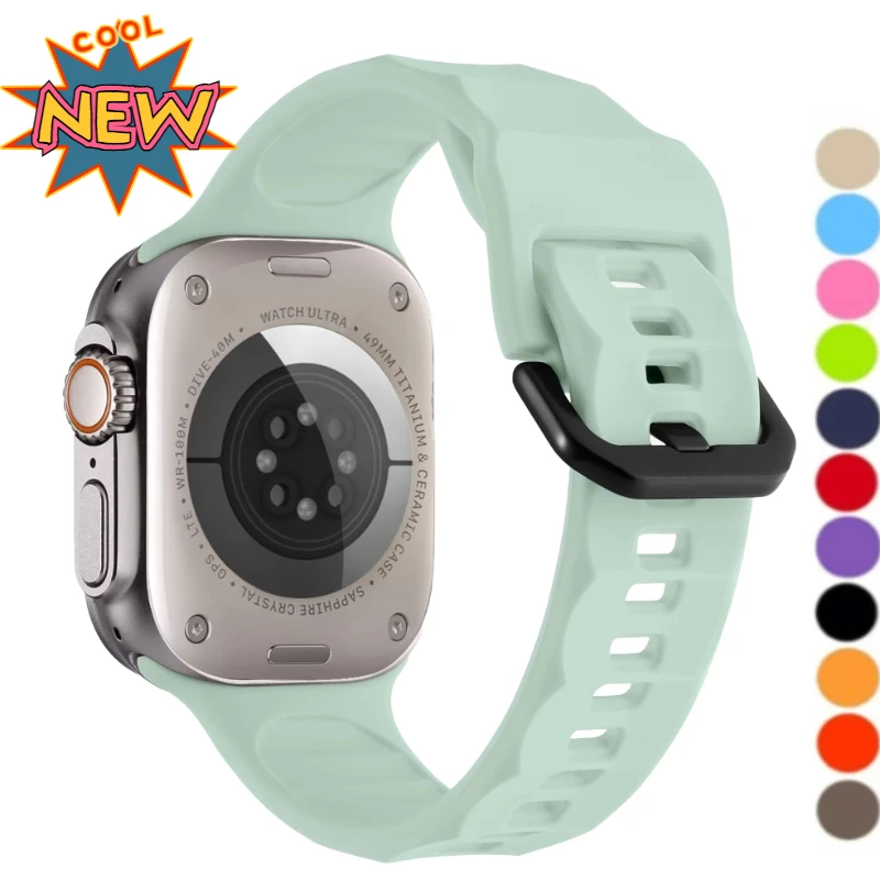 Силиконовый ремешок для Apple Watch 11 10 42/46 мм 49 мм 45 мм 44 мм 42 мм 41 мм 40 мм Ремешок волнистого стиля iWatch Ultra3/2 9 8 7 6 5 4 SE