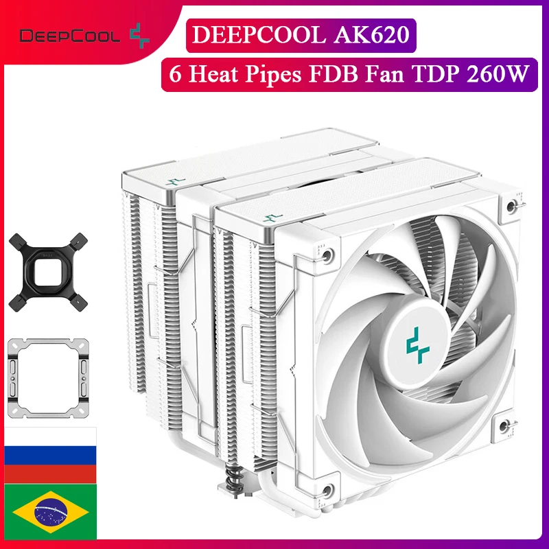 

DEEPCOOL AK620 White/Black 6 heatpipes CPU Air Cooler Twin Towers Radiator For Intel 12th Generation LGA1700 2011 115X 1200 AM4