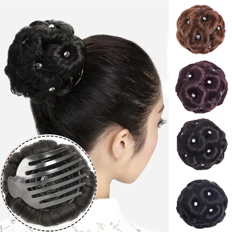 

Синтетический шиньон с коротким пончиком и кудрявыми когтями, шиньон для наращивания волос, зажим для волос, пучок волос для женщин