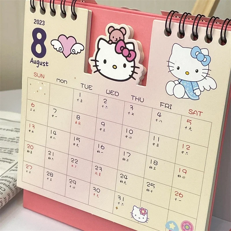 Sanrio 2025 Calendar Hello Kitty Kuromi My Melody Cinnamonll Desk Calendar Ornament Decor Kawai Planner Daily Monthly Stationery