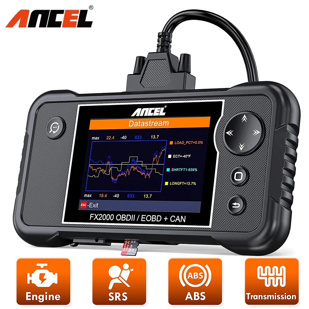 ANCEL FX2000 OBD2 Diagnostic Scanner 4 System Auto ABS SRS Engine Transmission Scan Tool Professional Automotive Code Reader