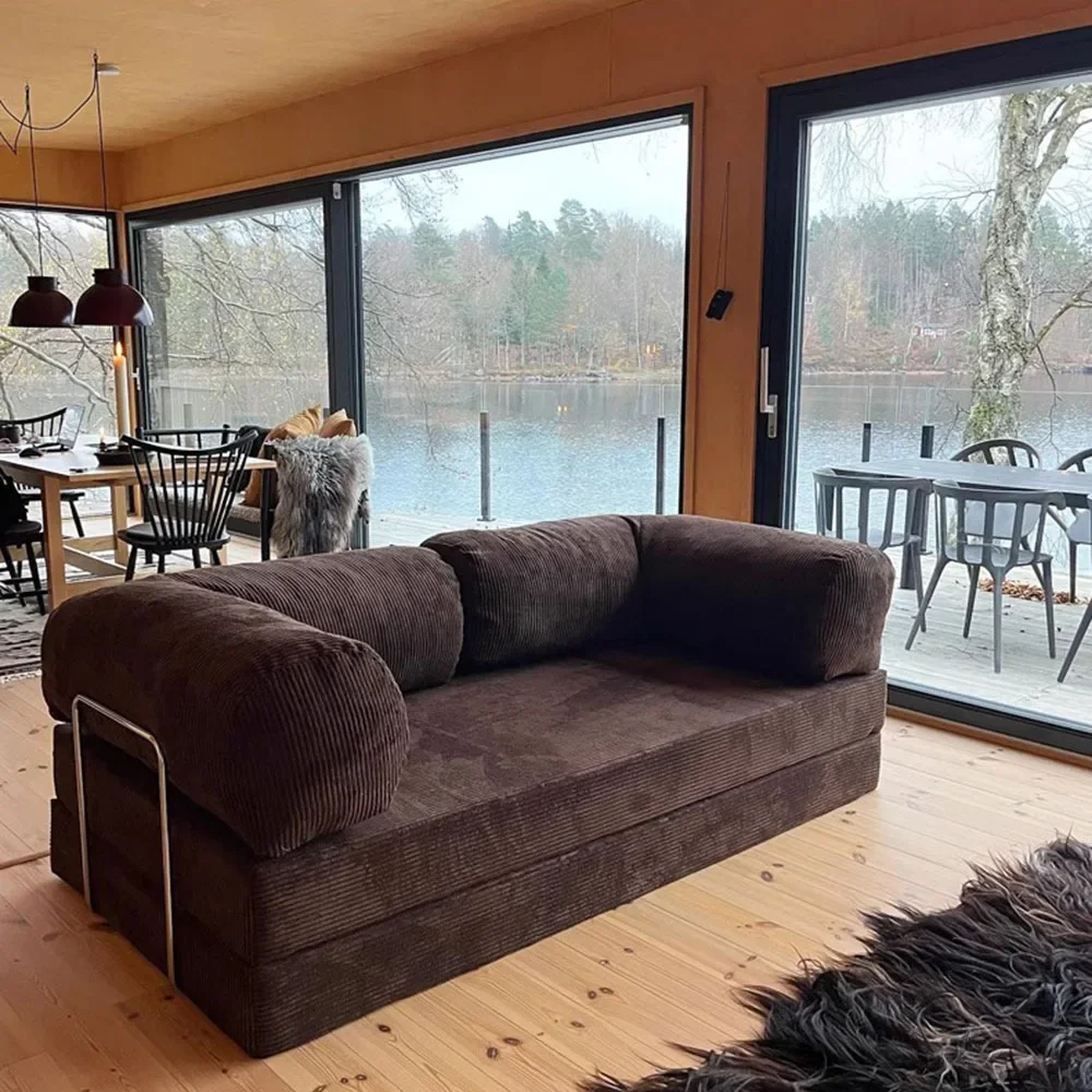 الطراز الحديث ضغط الهواء أريكة النسيج الفانيلا تشوه وحدات الأريكة لغرفة المعيشة الاقسام مركب أريكة سرير