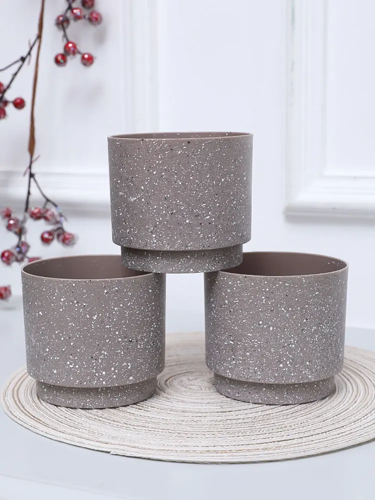 3PCS 10X9CM(H) Cylindrical Straight pot - Grey. Black and White European style Decoration Hotel Room Living Room Balcony, Etc