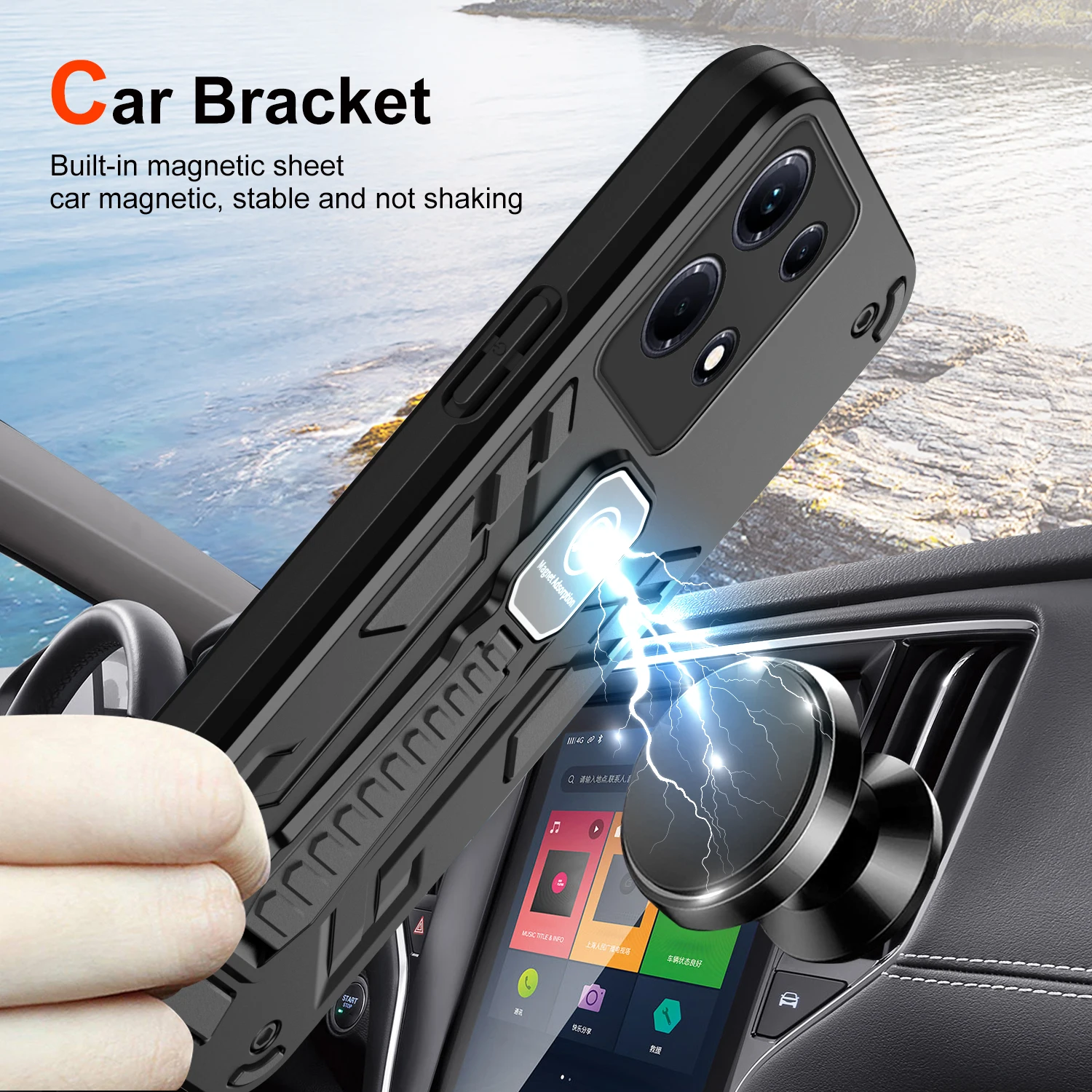 Armor Case for Infinix Note 30 Pro VIP 4G 5G Car Mount Magnetic Holder Silicone Hard Shockproof Phone Cover Note30ProVIP Coque