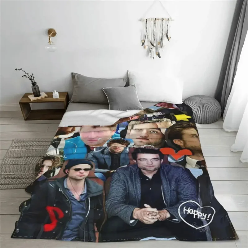 Robert Pattinson Collage Coral Fleece Plush Throw Blanket The Twilight Saga Movie Blankets for Couch Soft Bed Rug