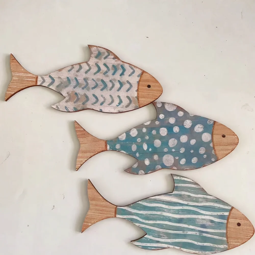 Unique Wooden Fish Wall Art Nautical Decor For Beach House Outdoor Hanging Porch Garden Sculpture Modern Aesthetic Piece