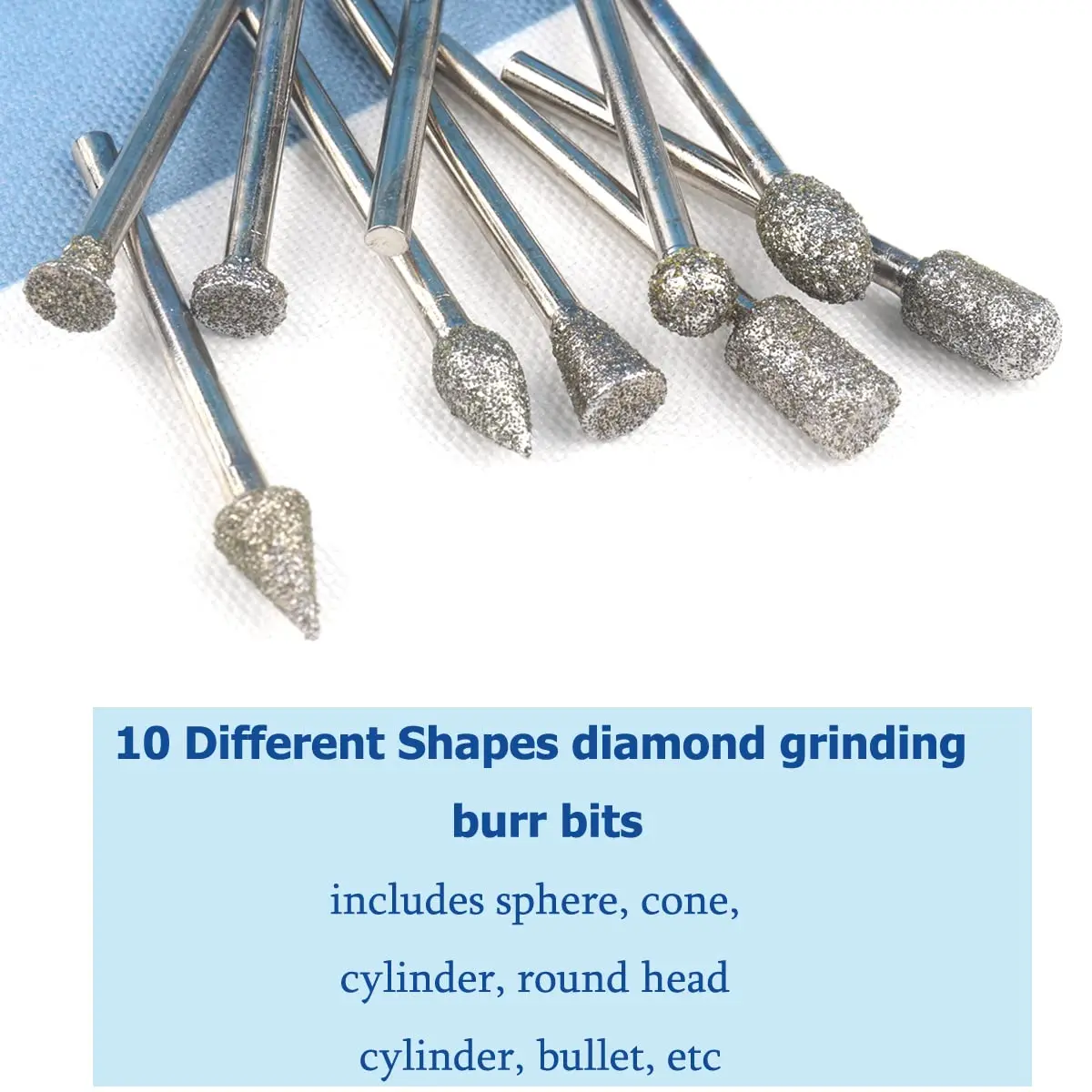 Diamante moagem cabeça para ferramenta rotativa Dremel, rebarbatanas definir acessórios, brocas, diamante Rotary arquivos, variedade de formas, 20PCs