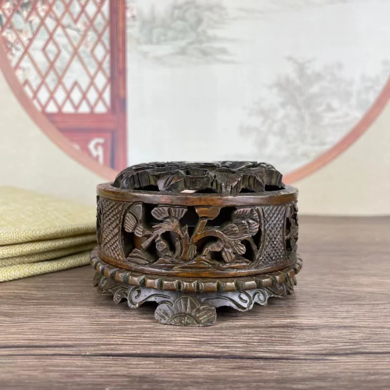 

Antique Crafts Zinc Alloy Hollow Flowers and Plants round Incense Box Incense Burner Agarwood Incense Burner Creative Decoration