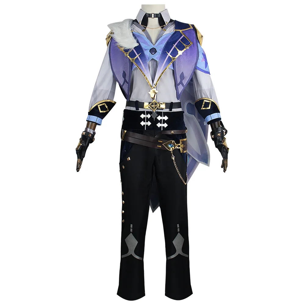 Kaeya Genshin Impact Cosplay Costume, uniforme, perruque, masque pour les yeux, spectacle d'anime, complet, fête d'Halloween