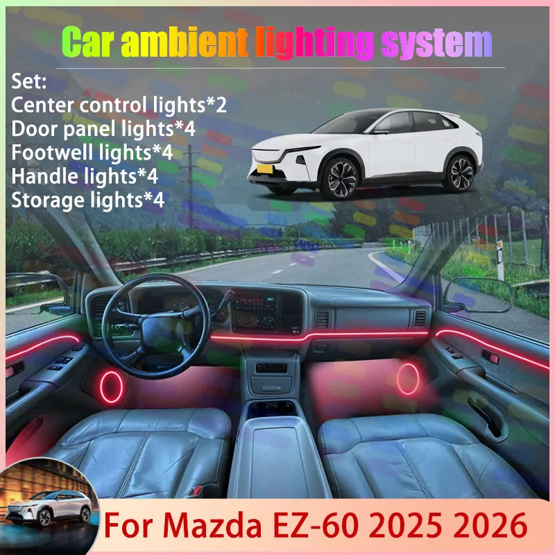 

For Mazda EZ-60 J90K CX-6e 2025 2026 2/18 in 1 Car Atmosphere Light Lamp RGB Shade Ensemble Streamer Atmosphere Set Auto Parts