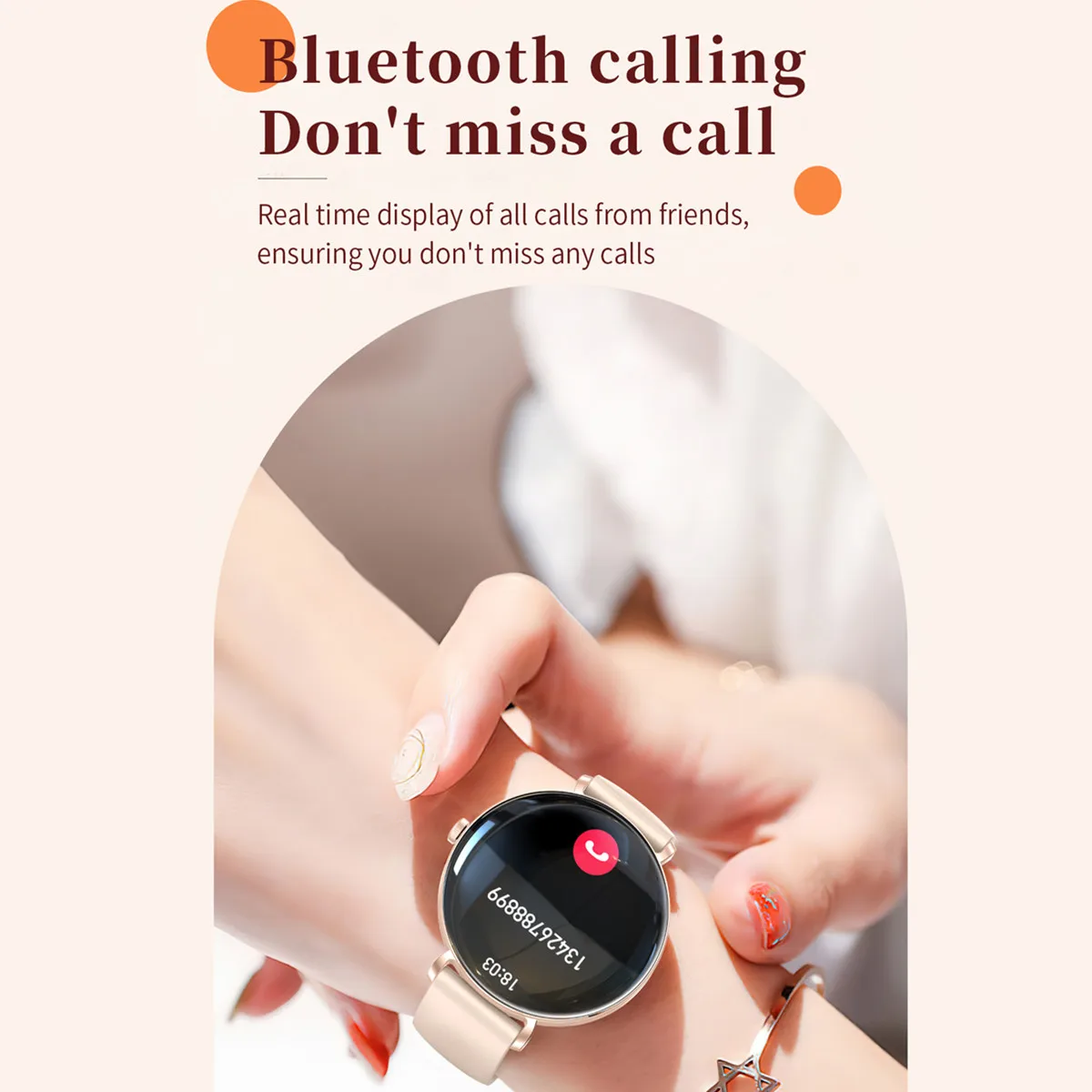 ساعة ذكية معدنية باللون الذهبي الوردي للنساء تعمل بتقنية البلوتوث ومراقبة الصحة وأقراص مخصصة لتتبع اللياقة البدنية Amoled ساعة ذكية لنظام Android IOS #6