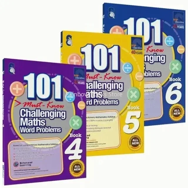 101 Challenging Maths Word Problems Books Singapore Primary School Grade 1-6 Math Practice Book English Book 6 Books/Set Libros