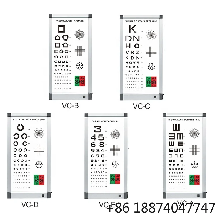 VC-D Instrumen Optometri Harga Rendah Uji Ketajaman Visual Bagan Penglihatan Mata LED untuk Dokter Mata