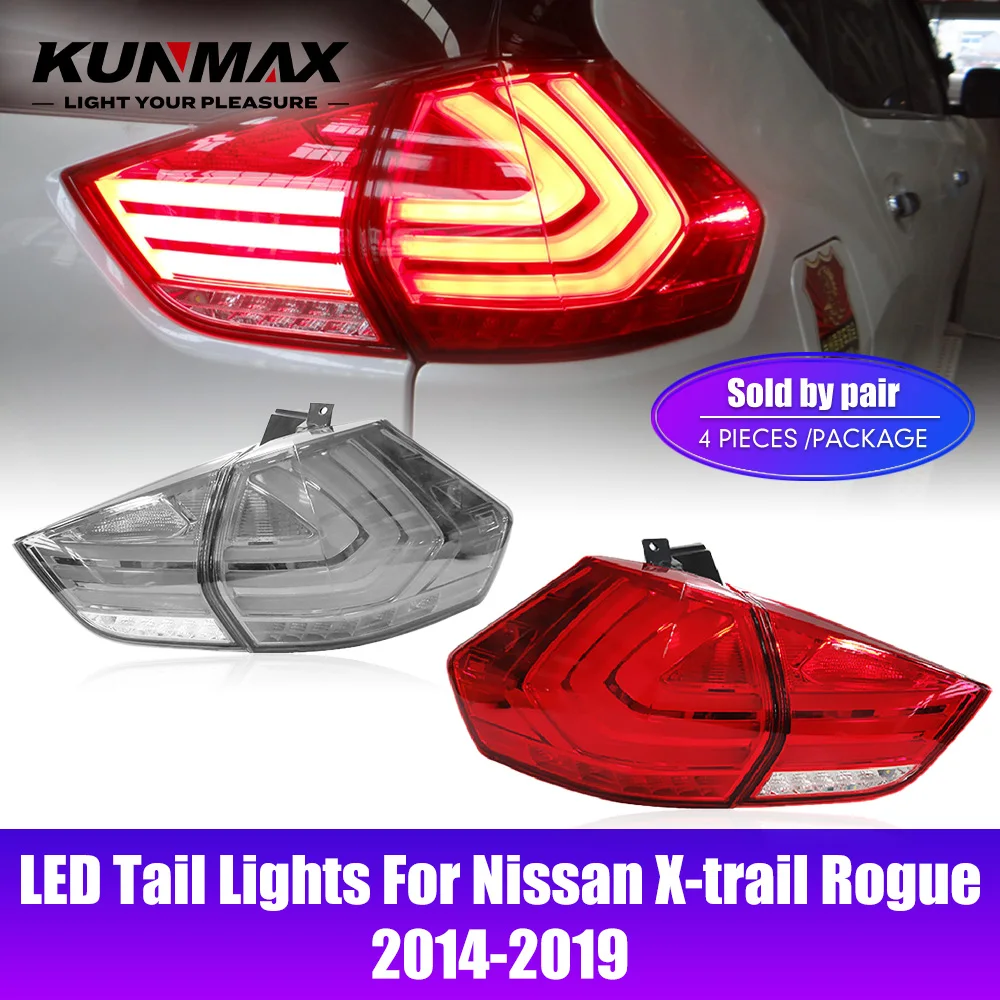 LED Tail Lights For Nissan X-trail Xtral Rogue 2014-2019 DRL Fog Reverse Brake Signal Plug And Play Car Rear Tail Light Assembly