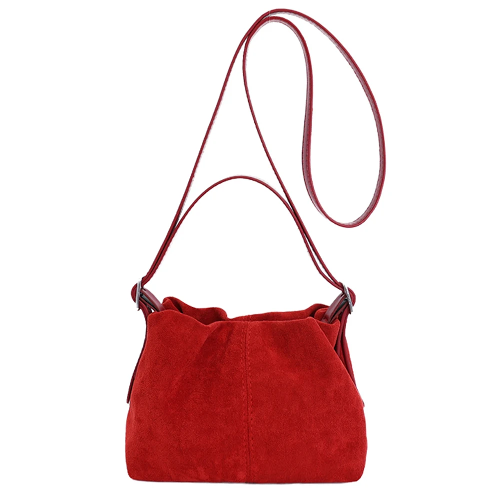 

Women Faux Suede Crossbody Bag with Adjustable Strap Drawstring Top Handle Bag Shoulder Handbags for Travel Work