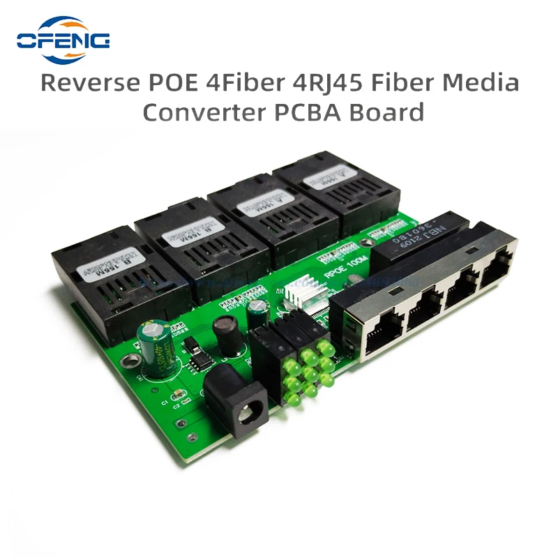 10/100m Reverse Poe Fast Ethernet Glasfaser schalter 4 f2e/4 f4e Ausgang 12V optischer Medien konverter Ethernet SC PCBA Placa Metro Board